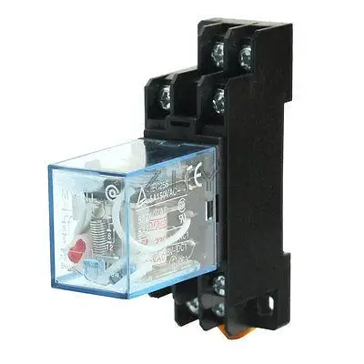 

35mm DIN Rail Mount Socket DPDT 5A Electromagnetic Relay AC220/240V Red Lamp