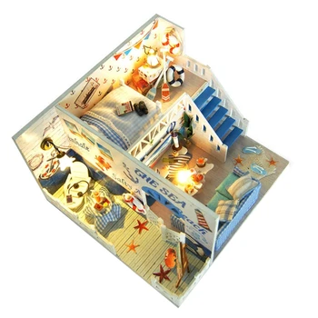 

Dollhouse Miniature with Furniture, DIY Wooden Dollhouse Kit Plus Dust Proof 3XUC