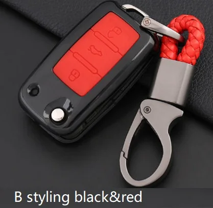 B black red Карбоновый чехол для ключей для VW Volkswagen Golf 4 5 6 Bora для Golf, jetta, Polo Passat B5 B6 Skoda Superb Octavia Fabia сиденье Ibiza Leon - Название цвета: B black red