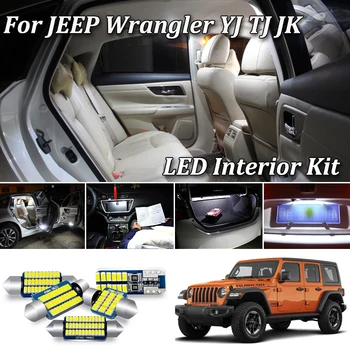 

100% White Error Free Canbus For Jeep Wrangler YJ TJ JK LED Interior Dome Map Light + License Plate Lamp Kit (1987-2018)