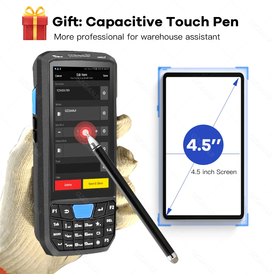 Android 9.0 PDA Rugged Handheld Terminal PDA Data Collector Honeywell 1D 2D QR Barcode Scanner Inventory Wireless 4G GPS POS