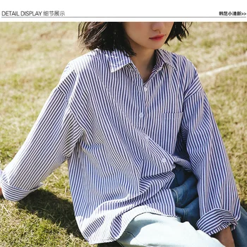 

ZCWXM Women Blouses & Shirts 2020 Autumn Spring Ladies Casual Striped Buttons Stand Neck Women Clothing Tops shirt BL0505