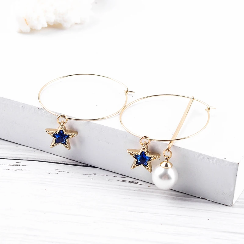 

Handmade Crystal Star Hoop Drop Earring For Women Wholesale Jewelry Free Shipping