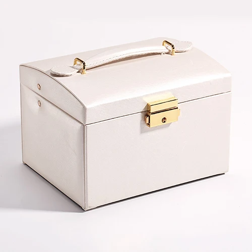 White Jewelry Box Шкатулка для хранения эфирных ювелирных изделий для девочек, портативная коробка для путешествий, колье, серьги, косметичка, губная помада, органайзер, кольцо, браслет, аксессуары - Цвет: White Jewelry Box