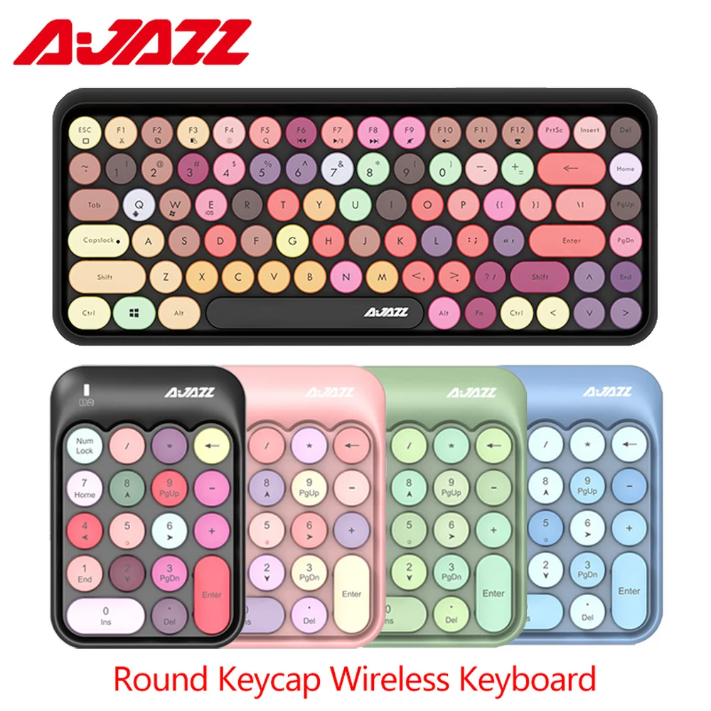AJAZZ 308I 84 Keys Round Keycap Wireless Keyboard Portable 2.4GHz 18 Numeric Mini Keypad Bluetooth for Android ios | Компьютеры и офис