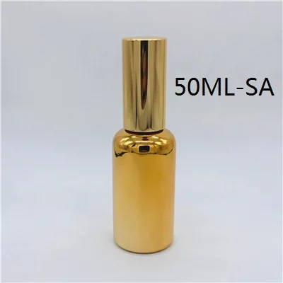 50ML-SA 200 шт./лот, 10 мл, 15 мл, 20 мл, 30 мл, 50 мл, 100 мл, золотой стеклянный флакон для духов с алюминиевым распылителем, косметика - Цвет: 50ML-SA