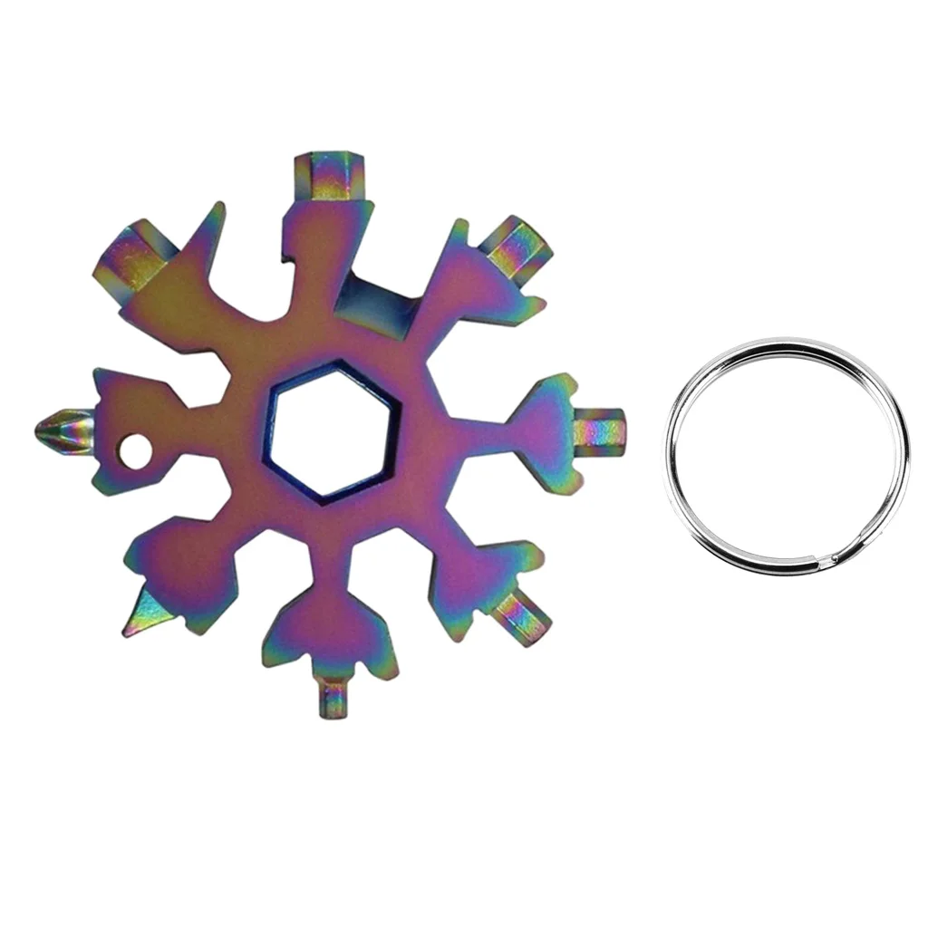 18 In 1 Stainless Steel Snowflake Multi tool Keychain Hand Outdoor Tools