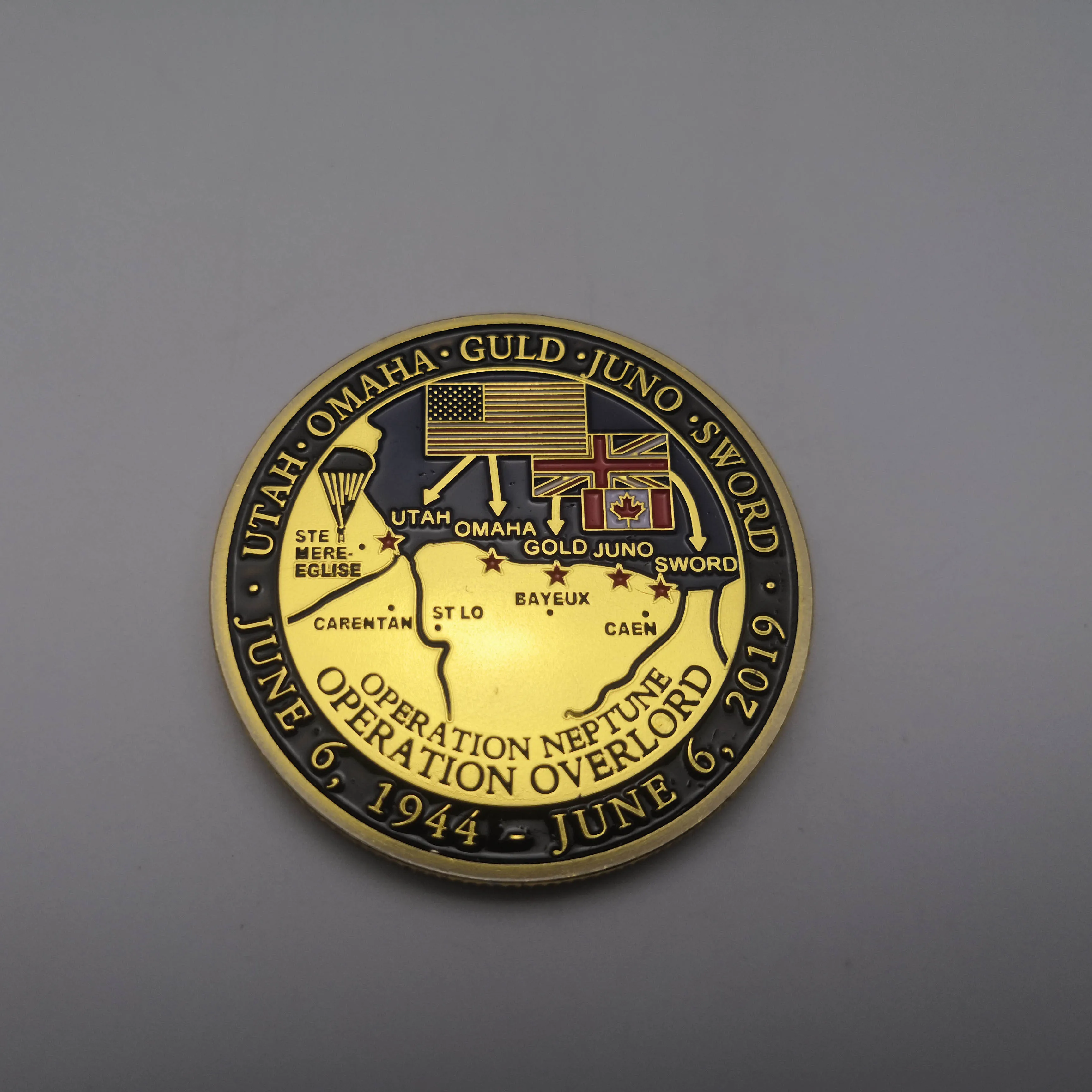 A cici 1944-2019 D-Day Normandía Francia Moneda chapada en Oro y Plata 75 Aniversario del desembarco de Normandía Monedas conmemorativas 