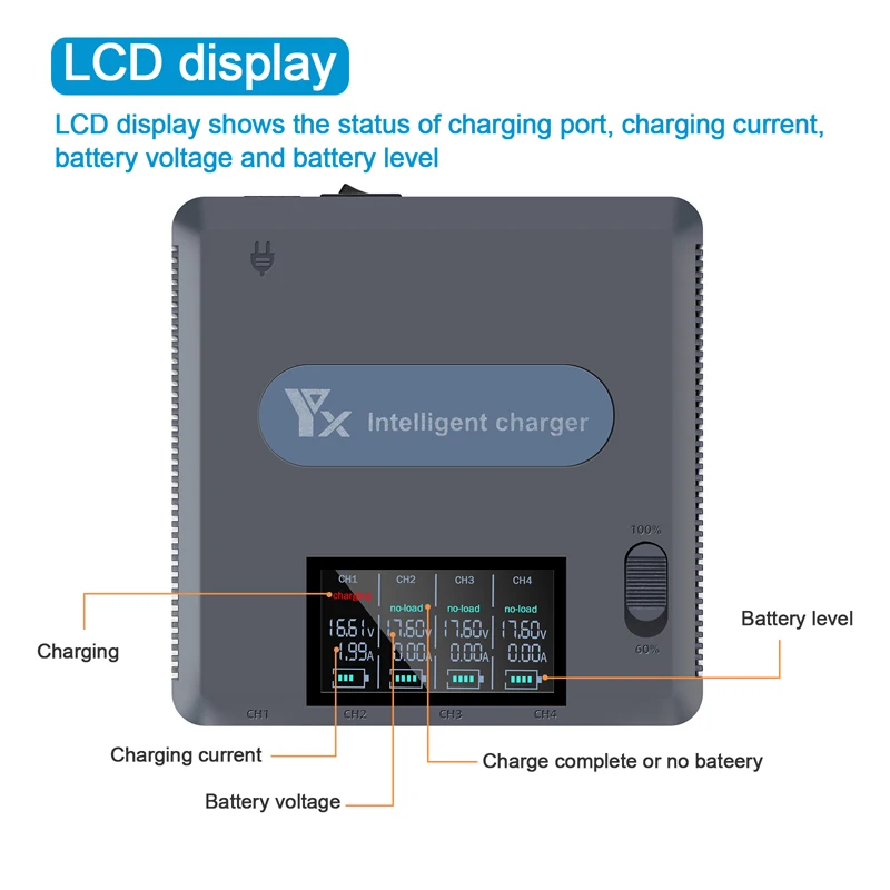 Drone Battery Charger 6 in 1 Digital display Battery Charger for DJI Mavic 2 Pro Zoom Drone Battery Charging Hub Fast Smart Charger with USB