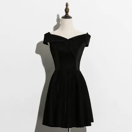Коктейльные мини-платья праздничный официальный вечерний халат короткое коктейльное платье - Цвет: black