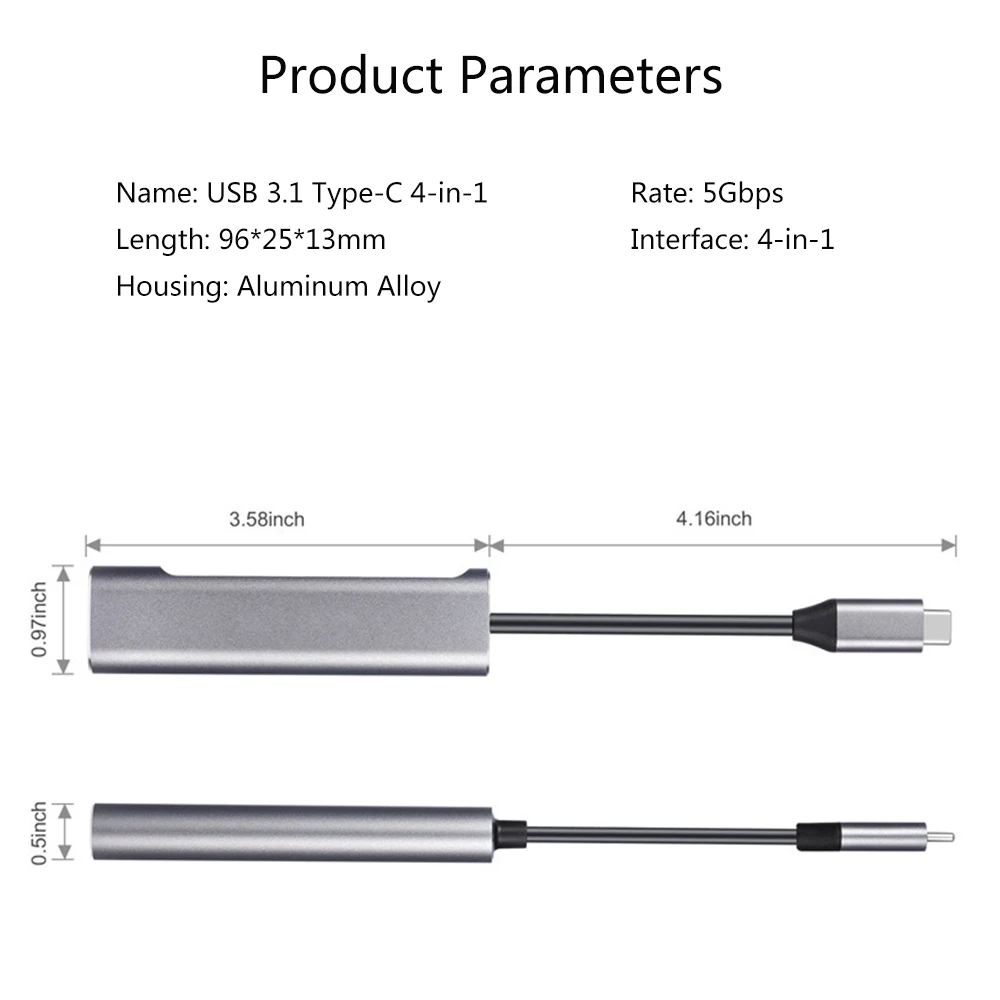 ОВБР USB 3,1 Тип-C 4-в-1 с двумя ЧИПАМИ 4K HDMI USB 3,0 зарядка PD Тип-конвертер для MacBook/nintendo переключатель