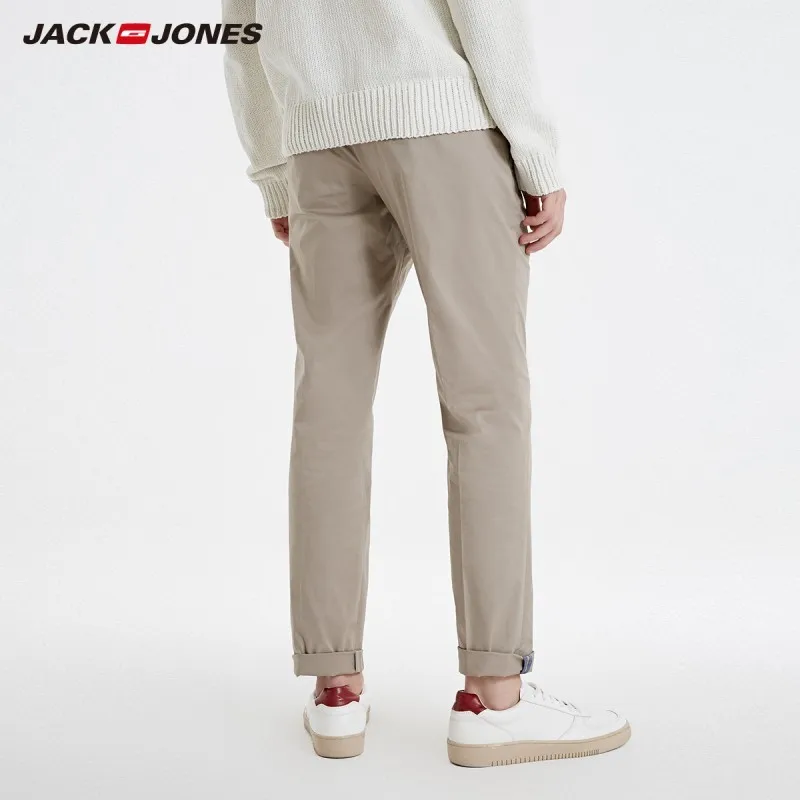 JackJones мужские эластичные хлопковые однотонные брюки, деловые повседневные мужские брюки 219114547