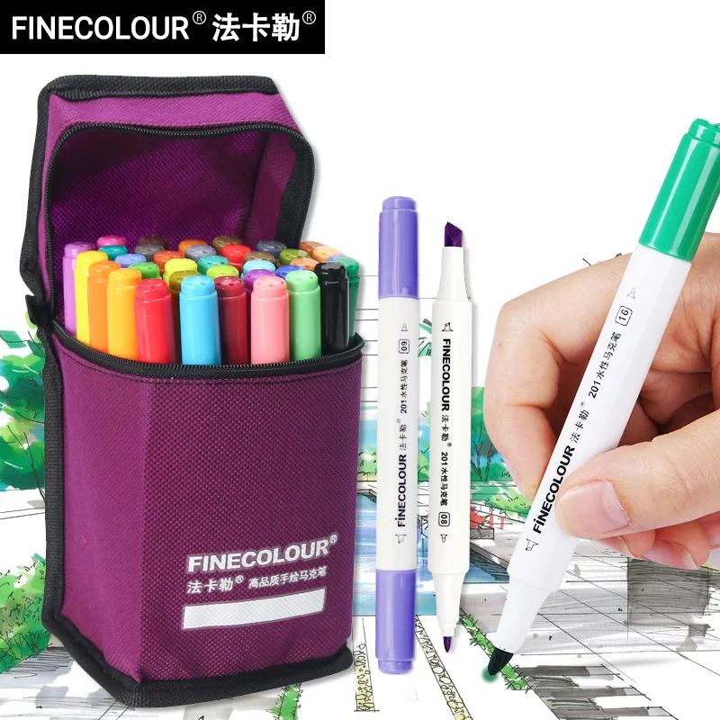 Художественные маркеры FINECOLOUR EF201 12/24/36 цветов набор кистей Двусторонние цветные