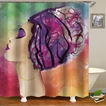 

Lovers Couple Shower Curtains Painting Art Bath Curtain Liner With Hooks