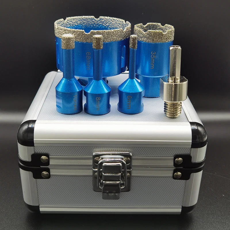 

6 Pcs M14 Adapter Brazed Diamond Drill Set Drilling Core Bits Set Porcelain Tiles Crowns Drill For Ceramic Tile Marble Granite