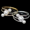 AOUSIX New Crystal Gold Silver Plated Bangles Pearl Bride Bracelet Woman Pearl Open Bracelet Pulseras Mujer Holiday Gift 1