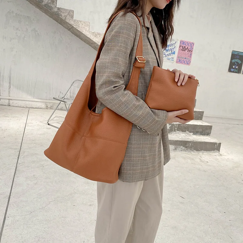 Casual Women Shoulder Bag PU Leather Composite Bags Female Large Capacity Tote Handbag Solid Lady Travel Purse Shopping | Багаж и сумки