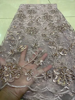 

2020 New Design Guipure High Quality Sequins Nigerian Net Lace Wedding African Sequins Lace Fabric French Tulle Mesh Lace Party