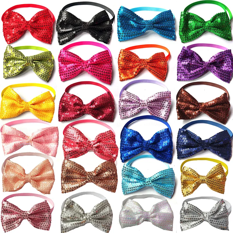 50/100Pcs Pet Dog Bow Tie Festival Forniture Per Animali Domestici Paillettes Pet Dog Puppy Middle Large Dog Bow Grooming Accessori Prodotti Per Anima