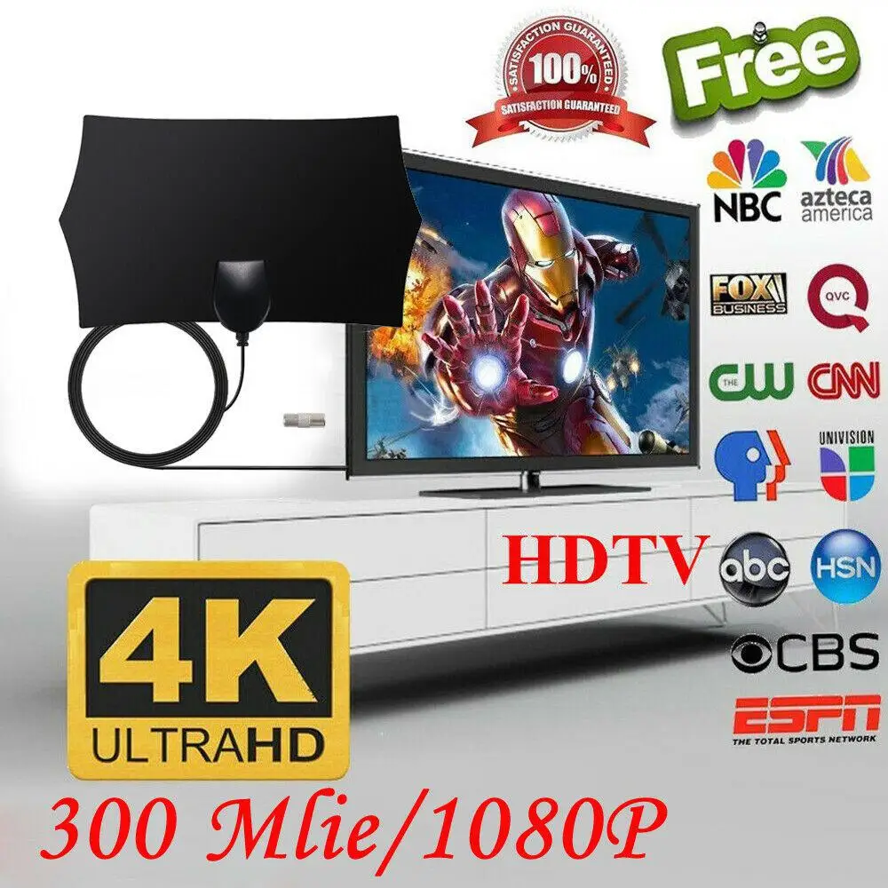 300 Миля Диапазон антенны ТВ цифровой HD Skywire антенна цифровой HD ТВ 1080p Крытый R20