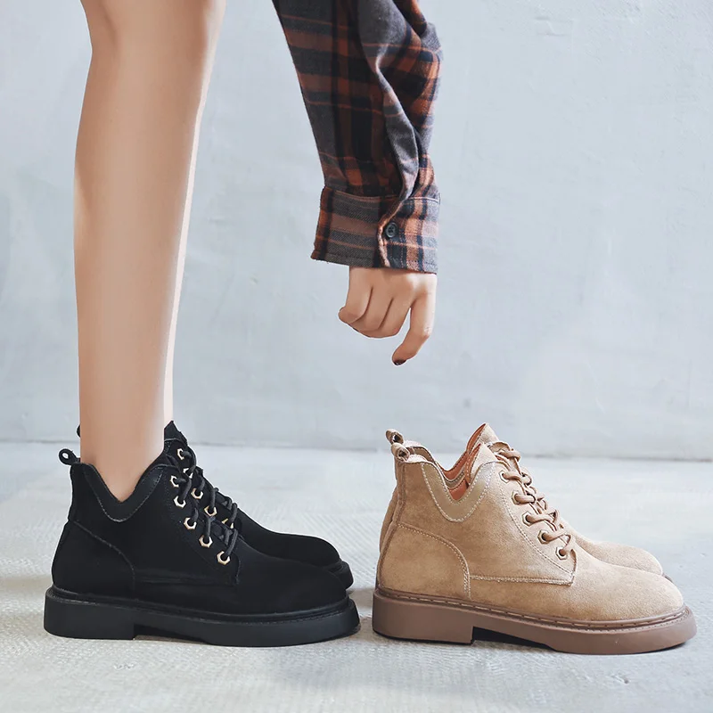 Women's boots New web celebrity lace-up ankle boots for the winter 2020 autumn season