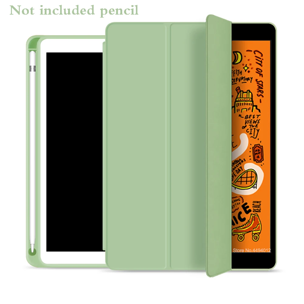 Умный чехол с держателем для карандашей для iPad Mini 5, чехол из искусственной кожи с функцией автоматического сна, защитная оболочка, модель A2133 A2124 A2125 A2126 - Цвет: Matcha Green