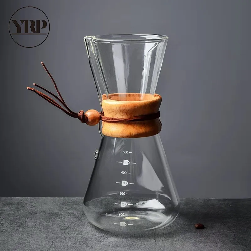 YRP V60stainless стали фильтр для напитков емкость для совместного использования Кофе бариста классическое Стекло эспрессо кофеварка кухонный дозатор - Цвет: 600ML