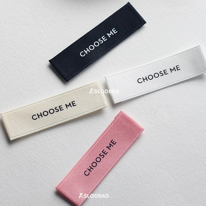 

Customized Pure Clothing Double-sided Polyester-cotton Screen Printing Woven Collar Label Selvage Delicate Soft Tag MQQ 50PCS