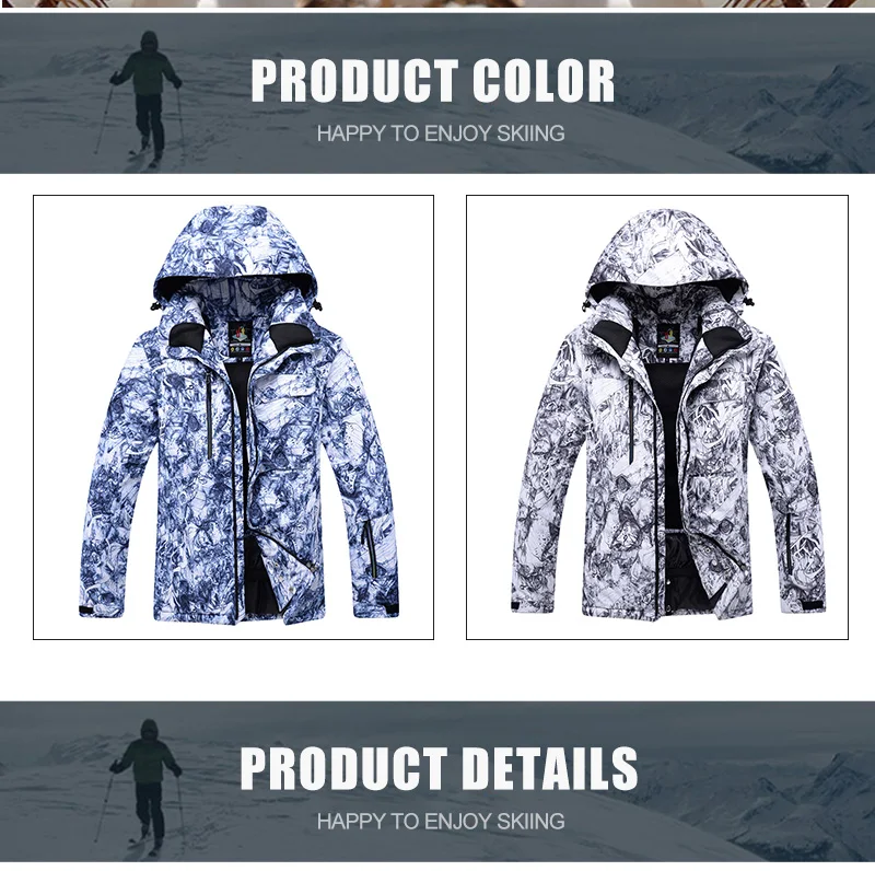 Новая мужская лыжная куртка, ветрозащитная водонепроницаемая куртка, спортивная теплая износостойкая лыжная одежда, модная одежда для сноуборда