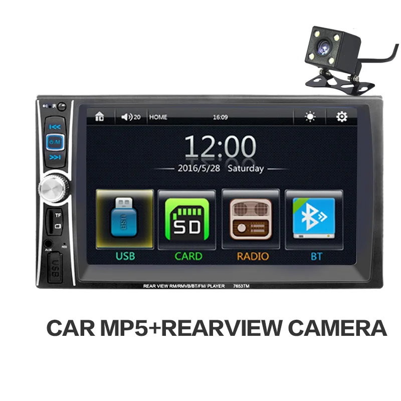 7653 6,6 дюймов Автомобильный Hd Bluetooth Mp5 плеер Мобильный телефон соединение заднего вида+ камера