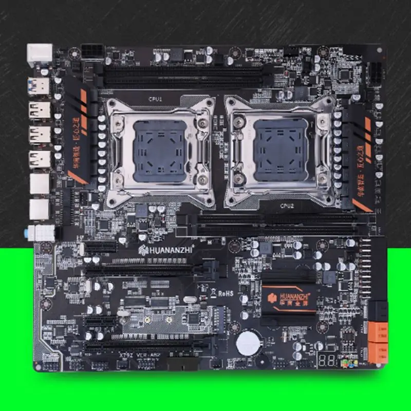 Huananzhi X79 двойной процессор Материнская плата LGA 2011 E-ATX USB3.0 SATA3 PCI-E NVME с двойным процессором Xeon