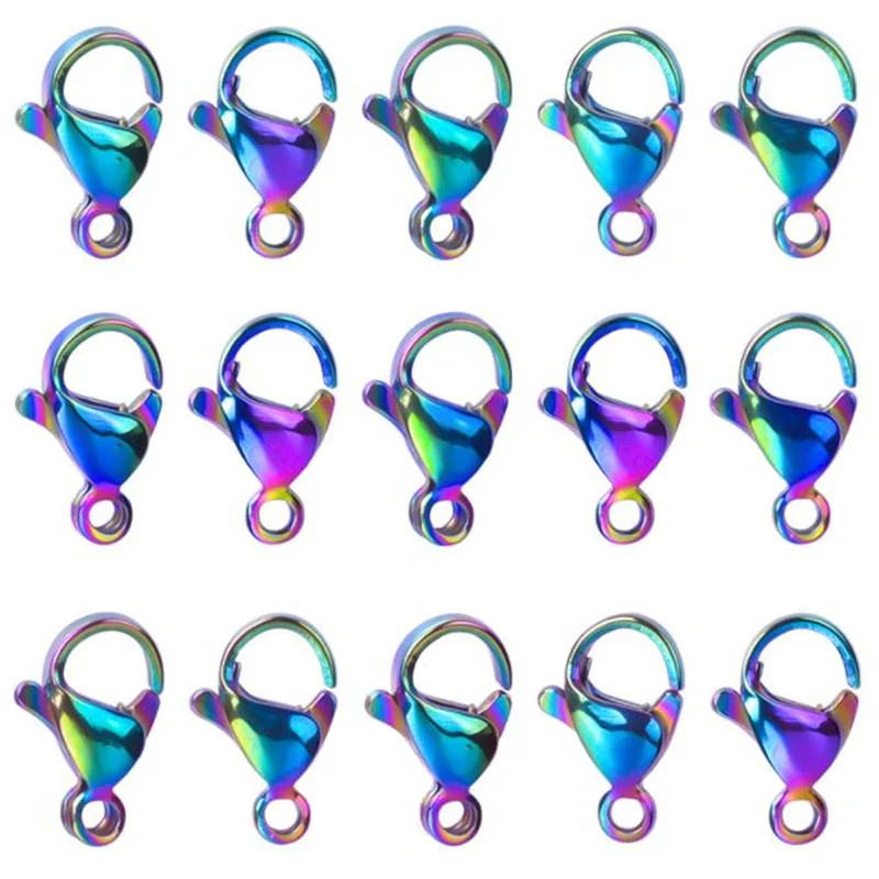 10 stücke bunte Edelstahl Hummer Klaue Verschlüsse Clip Verschluss Haken für handgemachte Halskette Armband Schmuck Herstellung Zubehör – Detail 1