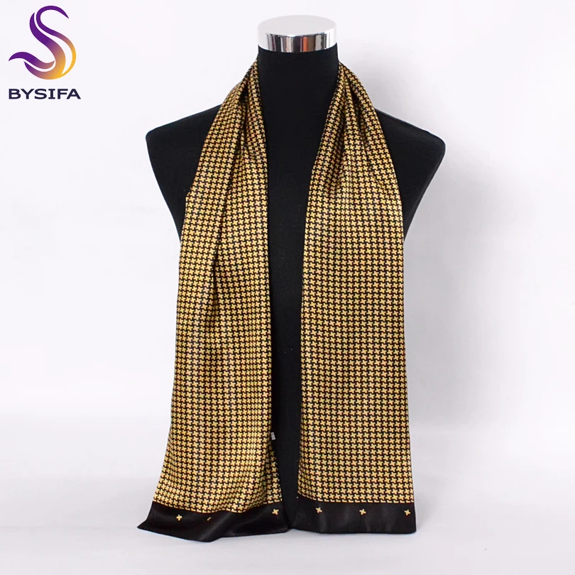 [BYSIFA] Black Red Long Scarves For Men Fashion Accessories Male Pure Silk Scarf Cravat Winter Flowers Pattern Scarf 160*26cm head wraps for men Scarves