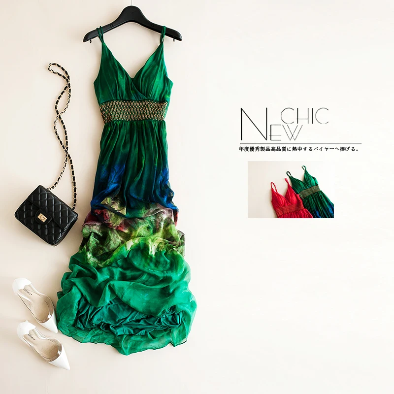 

Real Silk Dress Women Summer Boho Dresses Vintage Sexy Strapless Maxi Vestidos Elegant Ladies Print Beach Party Dresses