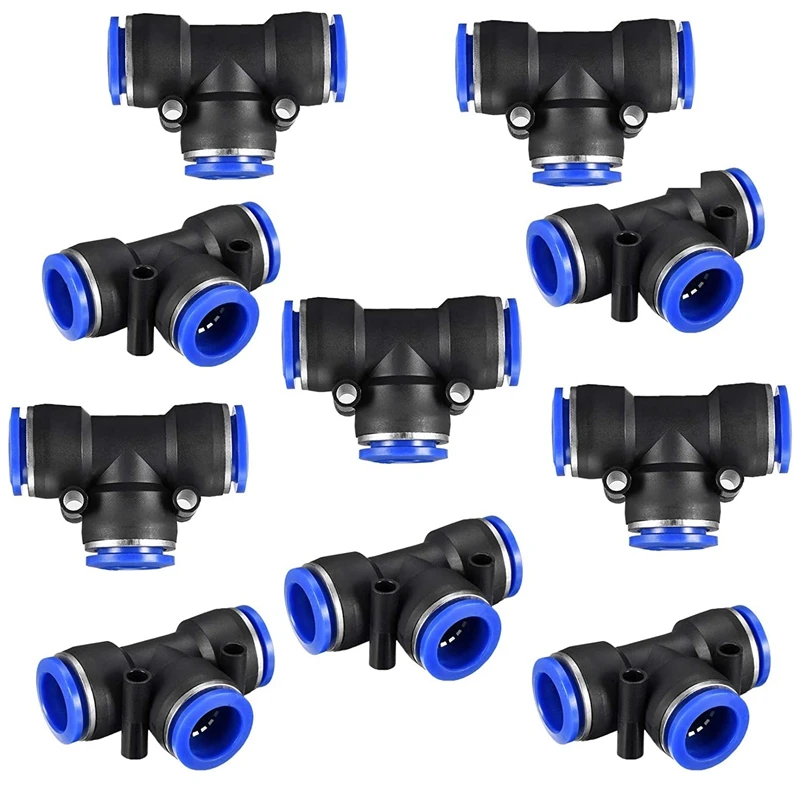 

100 Pieces / Pack PE Pneumatic Connector T-Type 3-Way for 8mm Tube