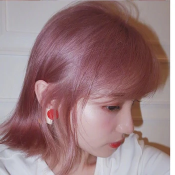 

MANWEI Synthetic Flat Bangs Women Wig Ombre with Highlight Short Straight Hair Bob Wig Cosplay Hairstyle