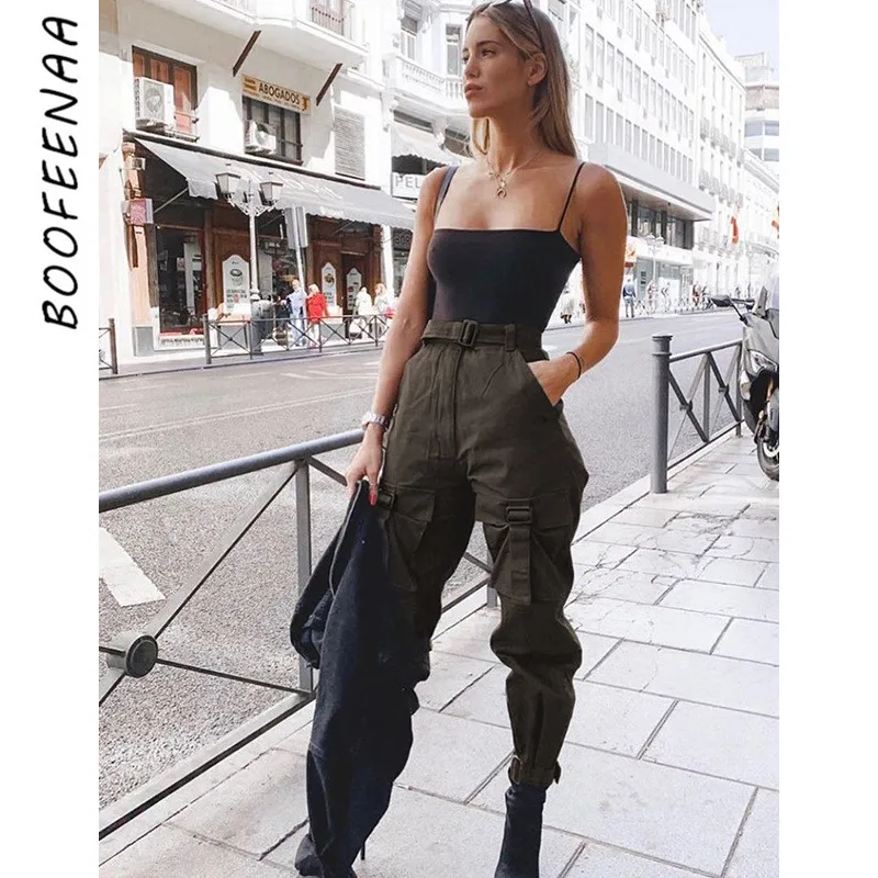 belted cargo pants womens