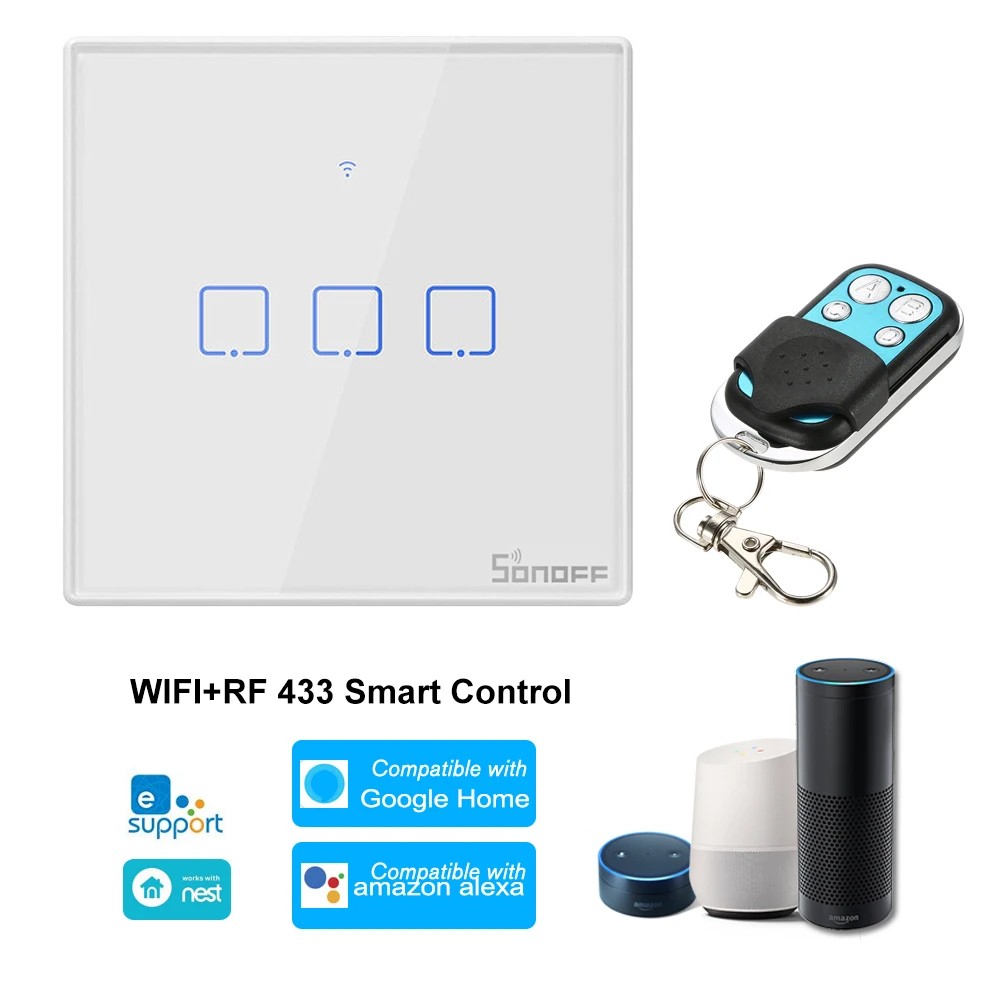 Itead Sonoff T2UK 86 Размеры 1/2/3 серии TX 433 МГц RF управления Wifi переключатель умный дом пульт дистанционного управления переключатель работает с Alexa Google Home