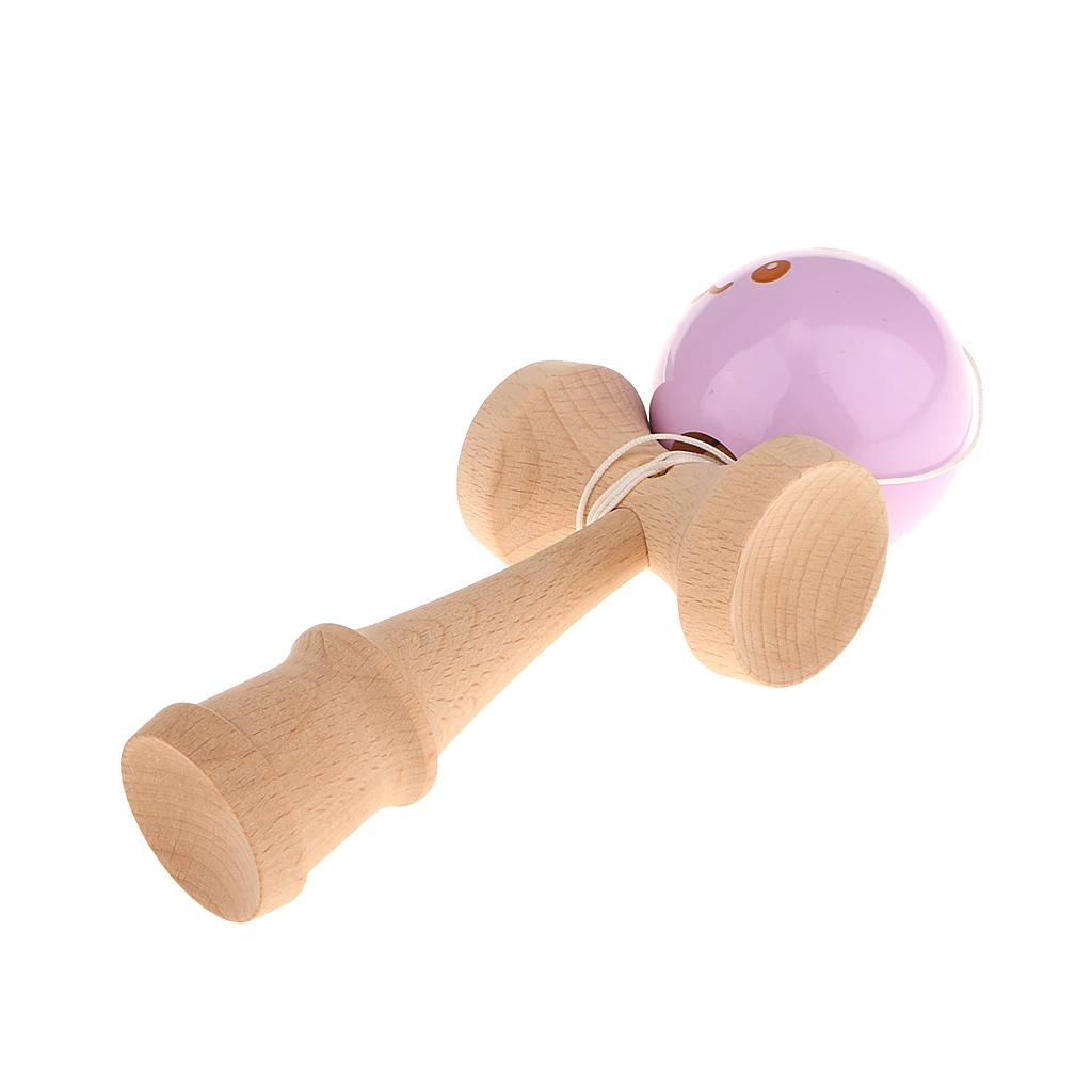 Kids Wooden Fun Printed Kendama Skill Ball Japanese Game Kid Toys Happy Face