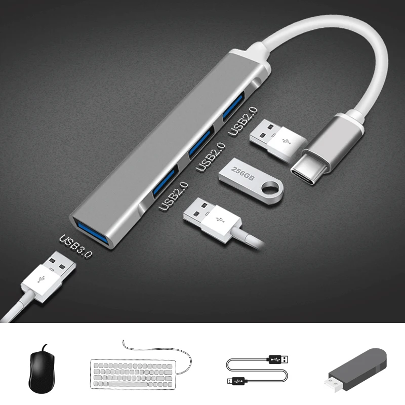 Promoción USB C HUB 3,0 de 3,1 tipo-C Hub adaptador USB 5 Gbps Multi Puerto 4 divisor para Lenovo Xiaomi Macbook Pro aire PC accesorios de computadora gBQLxkopbYn