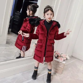 

Children Winter Jacket Girls Parka Velvet Fashion Thick Cotton Outerwear Outdoor Warm Jackets Teen Snowwear Kids Coats with Fur
