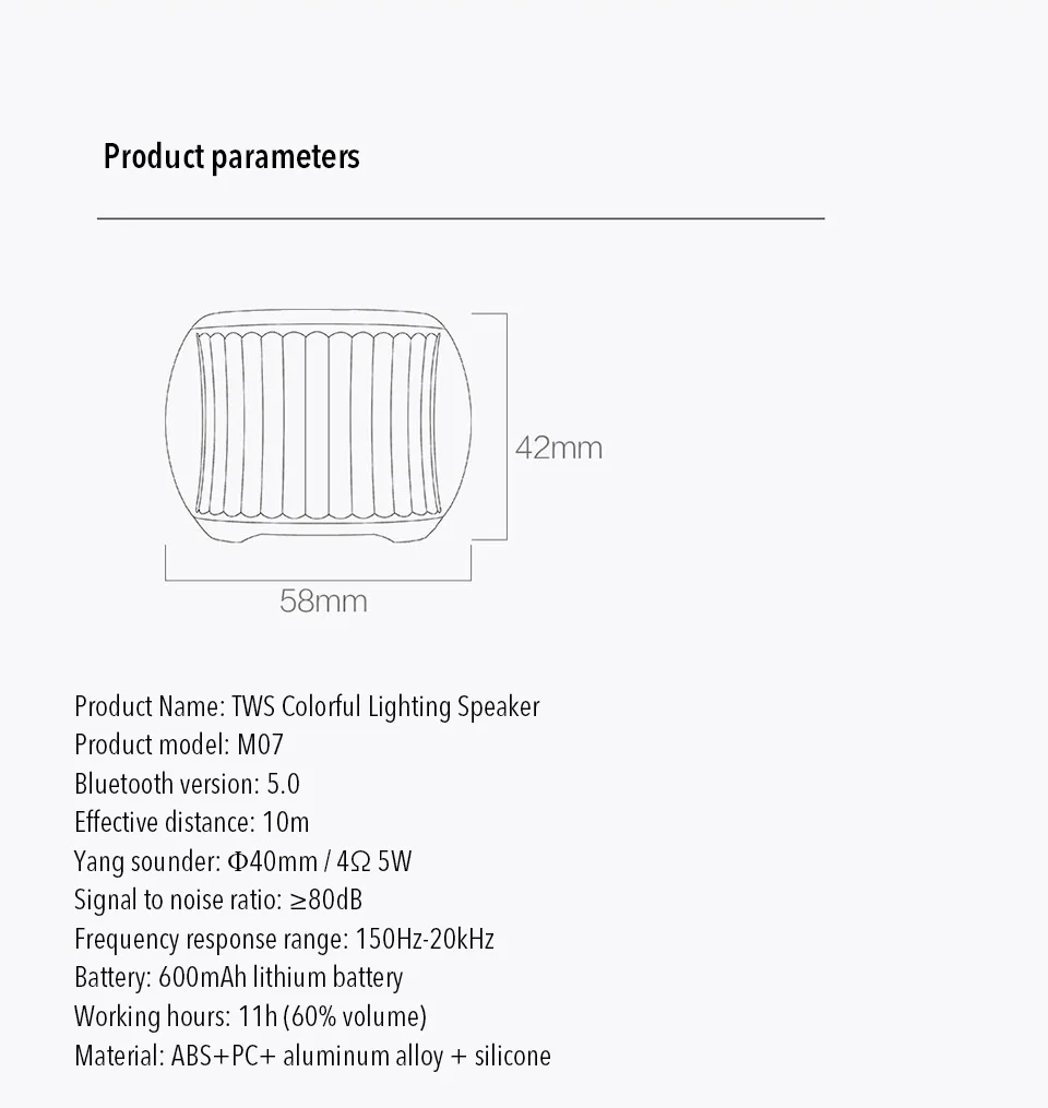 Xiaomi Velev TWS Bluetooth освещение динамиков портативный музыкальный ритм объемный звук красочное освещение мини аудио