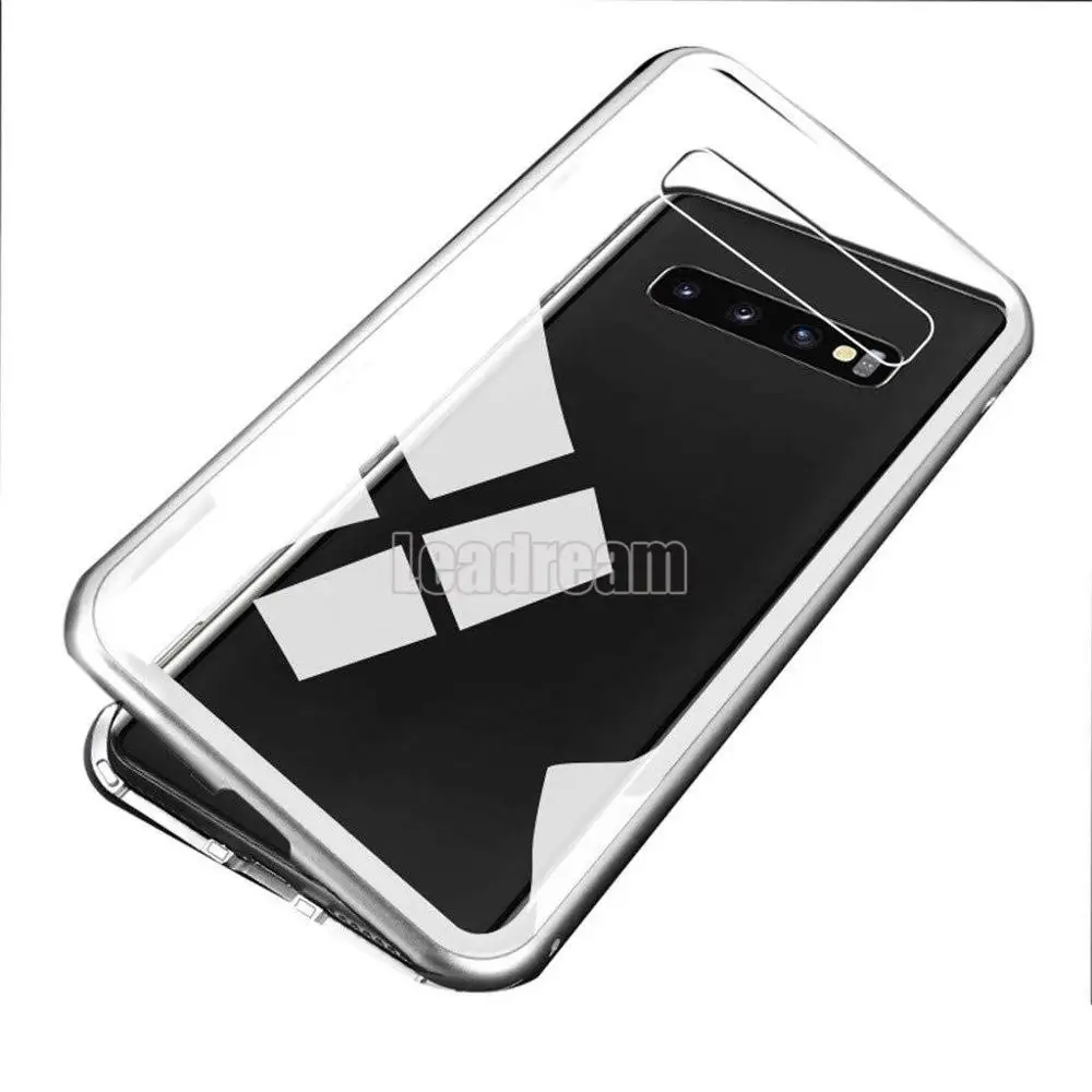 50 шт. для samsung S8 S9 S10 Plus S10e Note 9 8 10 Plus Магнитная адсорбционная металлическая рамка двухсторонний чехол из закаленного стекла - Цвет: silver