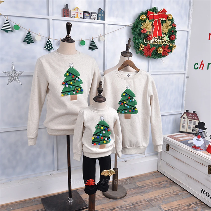 

Sweaters Family Matching Clothes Sweaters Romper Baby Girl Boy Family Look Mother Daughter Father Xmas Tree Pajamas Kids Party