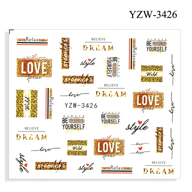 Colorful Face Flower Stickers Nail Stickers Transfer Nails Water Decal Nail Decals Leaf Sticker Series Watermark Nails Geometric YZW-3426