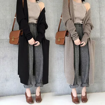 

Women Winter Warm Knitted Cardigan Long Sweater Stretch Coat Outerwear Womens Winter Coats 2020 Fashion Sweater Women Pull Femme