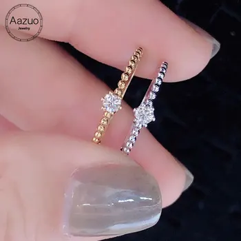 

Aazuo 18K Orignal White Gold Rose Gold Real Diamonds 0.08ct Chic Rings For Lady Engagement Anniversary Simple Style
