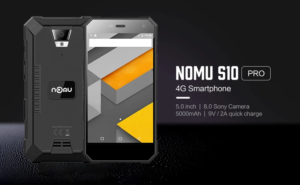IP68 NOMU S10 PRO 4G смартфон 5,0 ''Android 7,0 MTK6737VWT четырехъядерный 1,5 ГГц 3 ГБ 32 ГБ 8,0 МП задняя 5000 мАч водонепроницаемые мобильные телефоны