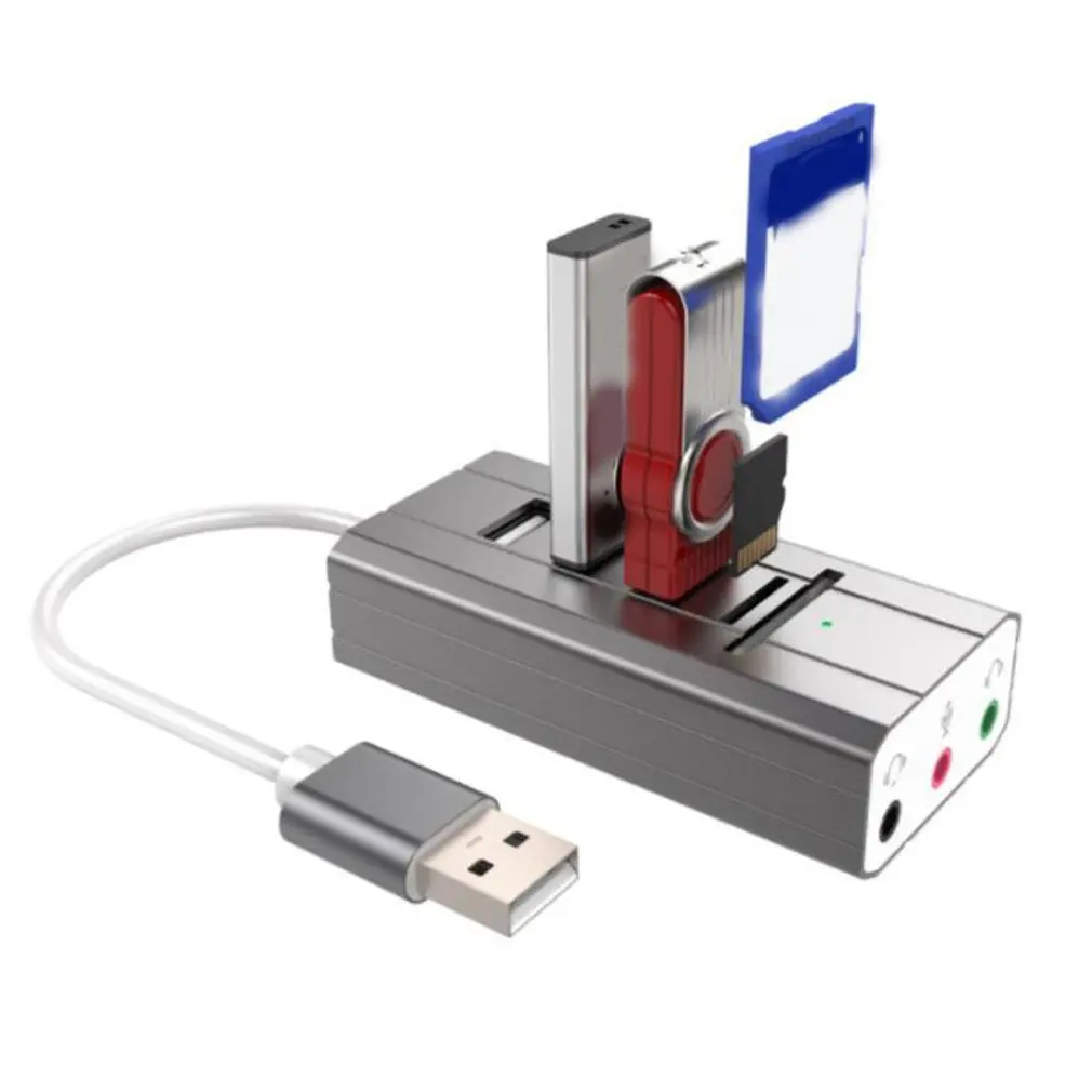 3,5 мм порты алюминиевый корпус Многофункциональный узловой центр USB-C 3,1 USB2.0 микрофонные порты звуковая карта TF кард-ридер