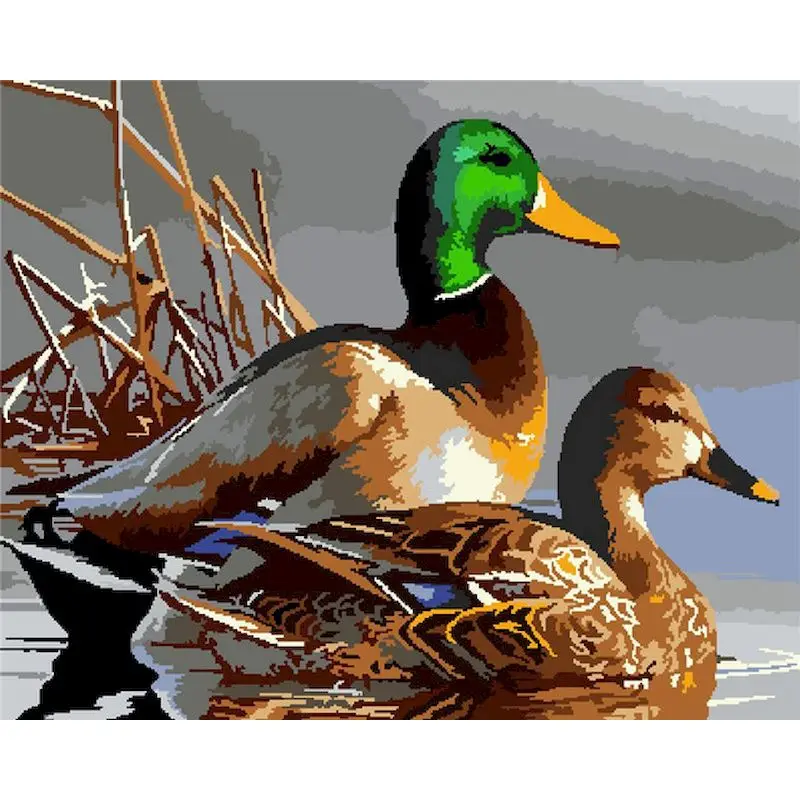 Gatyztory Frame Duck Diy Painting By Numbers Animals Handpainted Canvas Colouring Kits Gift Wall Decor 60×75cm | Дом и сад